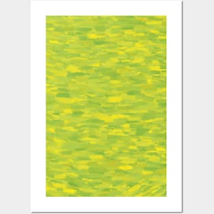 Yellow Green Paintbrush Strokes Texture Posters and Art